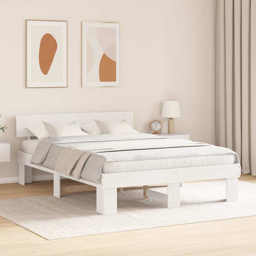 Struttura del letto Bianco 140 x 200 cm Pino massello