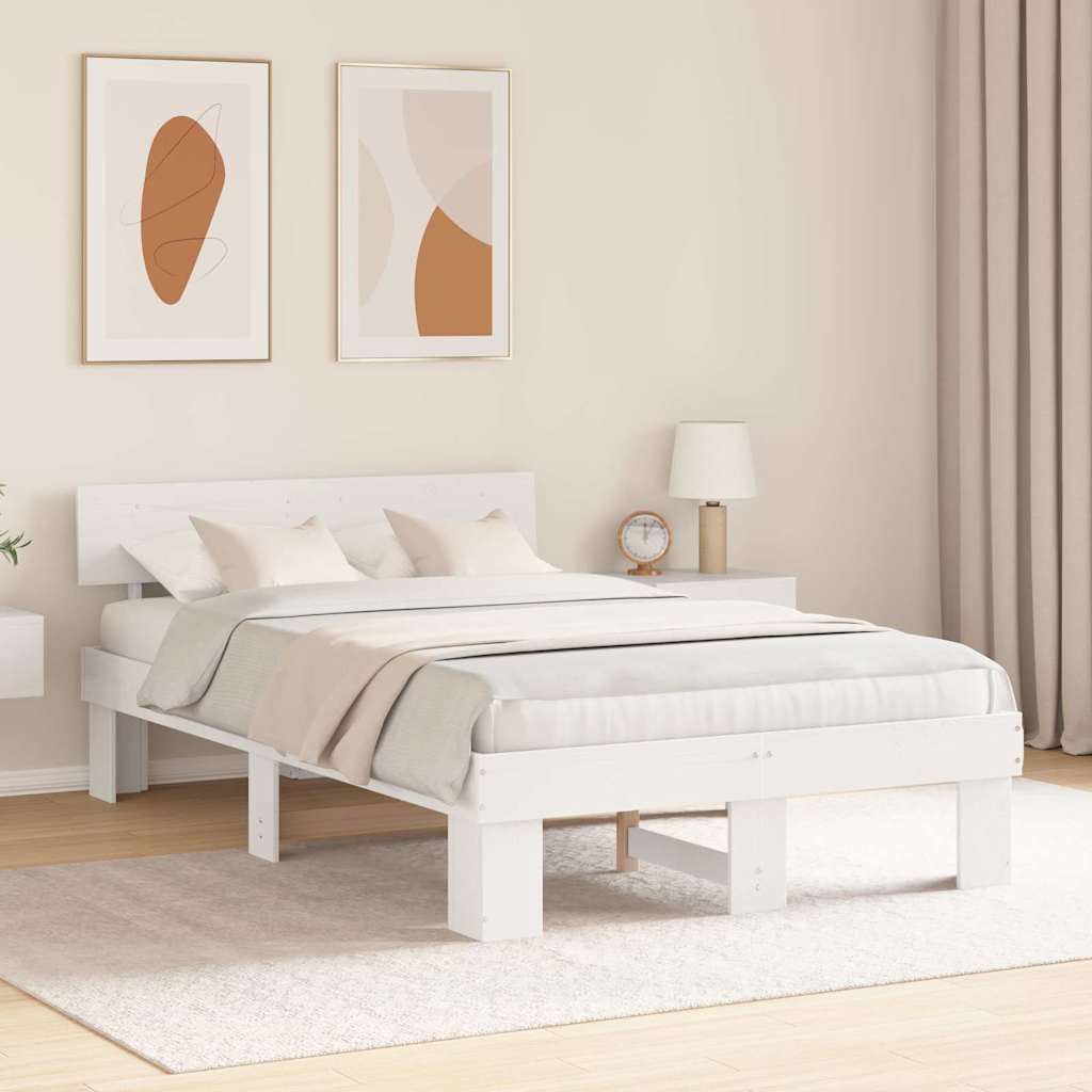 Struttura del letto Bianco 140 x 190 cm Pino massello