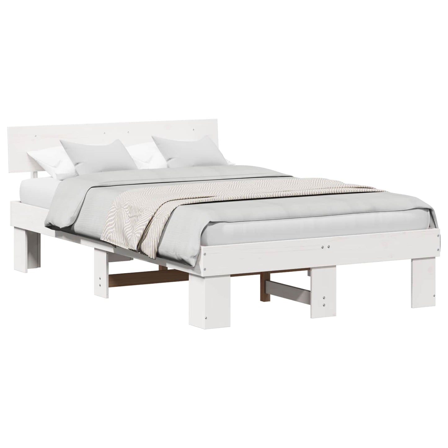 Struttura del letto Bianco 140 x 190 cm Pino massello