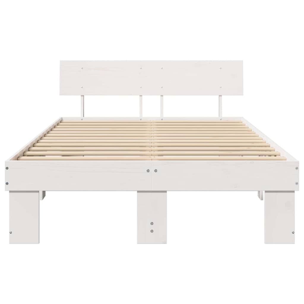 Struttura del letto Bianco 135 x 190 cm Pino massello