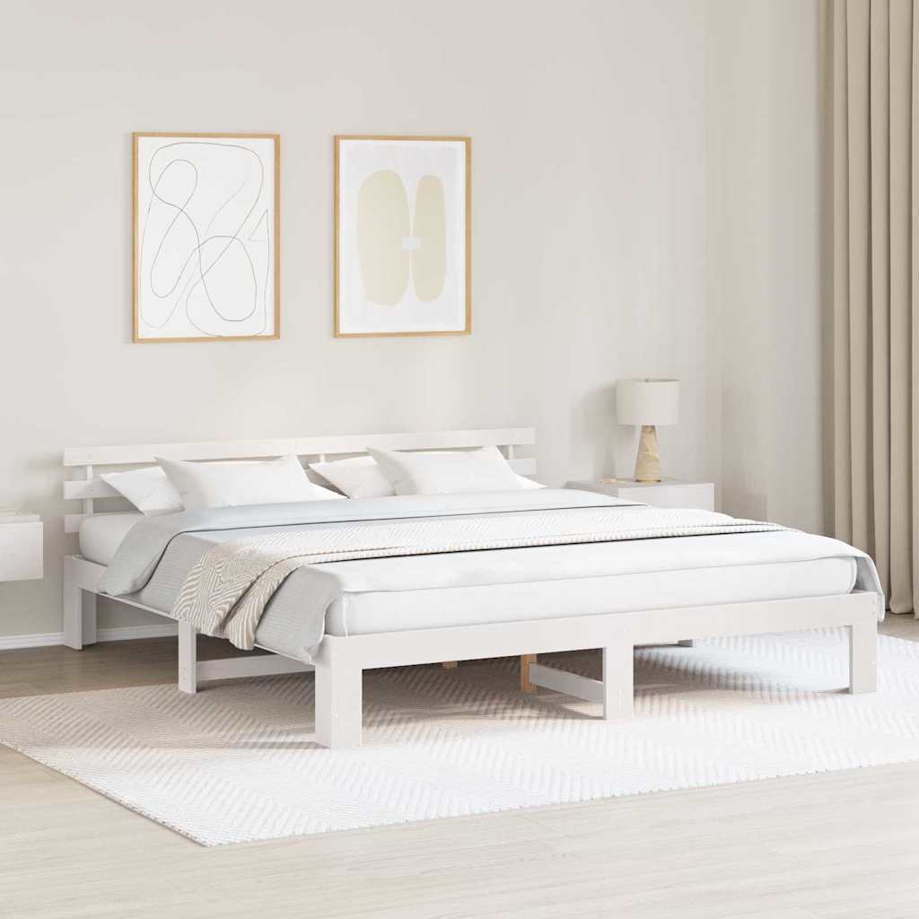 Struttura del letto Bianco 200 x 200 cm Pino massello