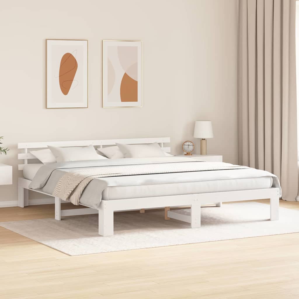 Struttura del letto Bianco 200 x 200 cm Pino massello