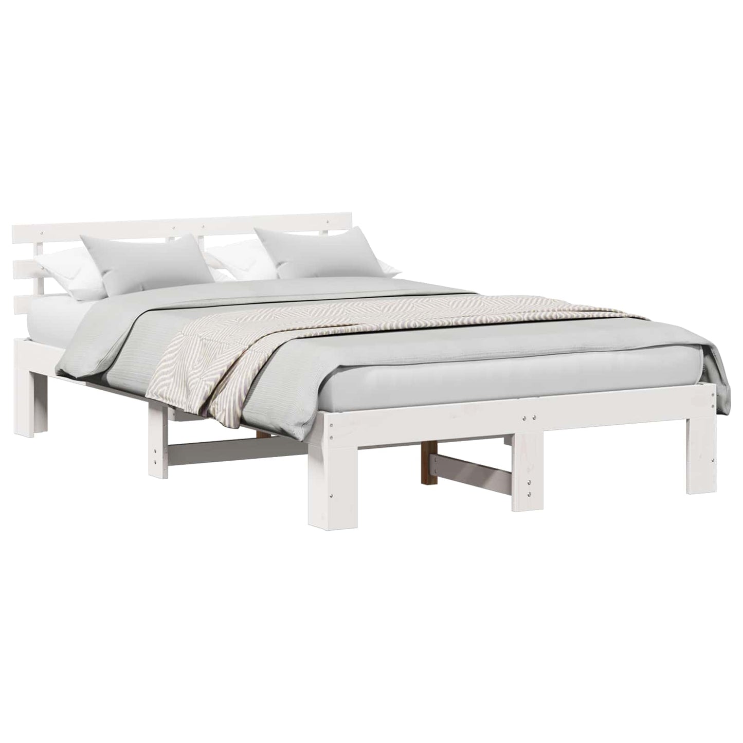 Struttura del letto Bianco 140 x 190 cm Pino massello