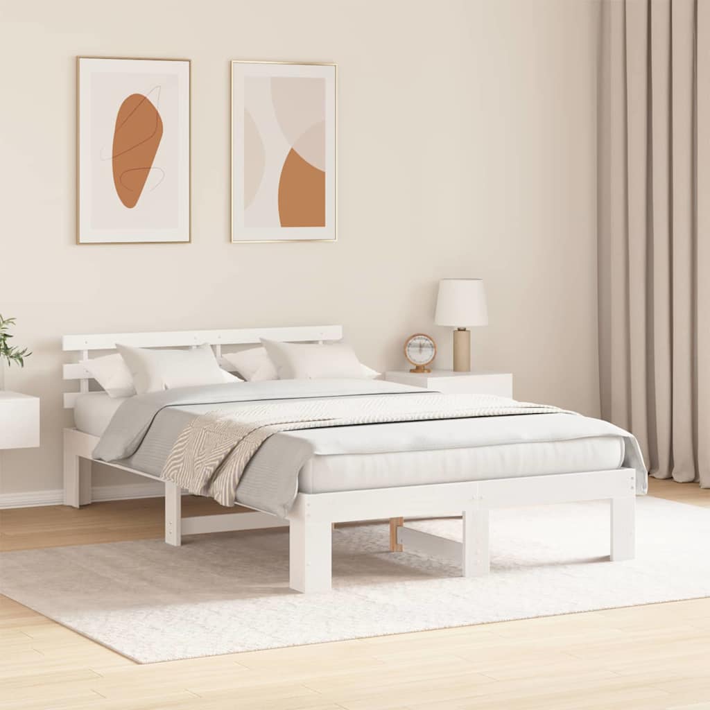Struttura del letto Bianco 135 x 190 cm Pino massello