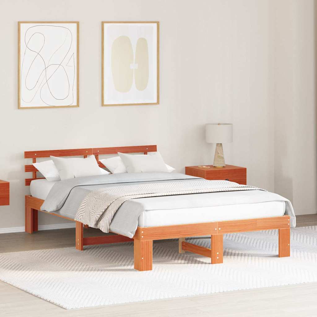 Struttura del letto Marrone cerato 135 x 190 cm Pino massello