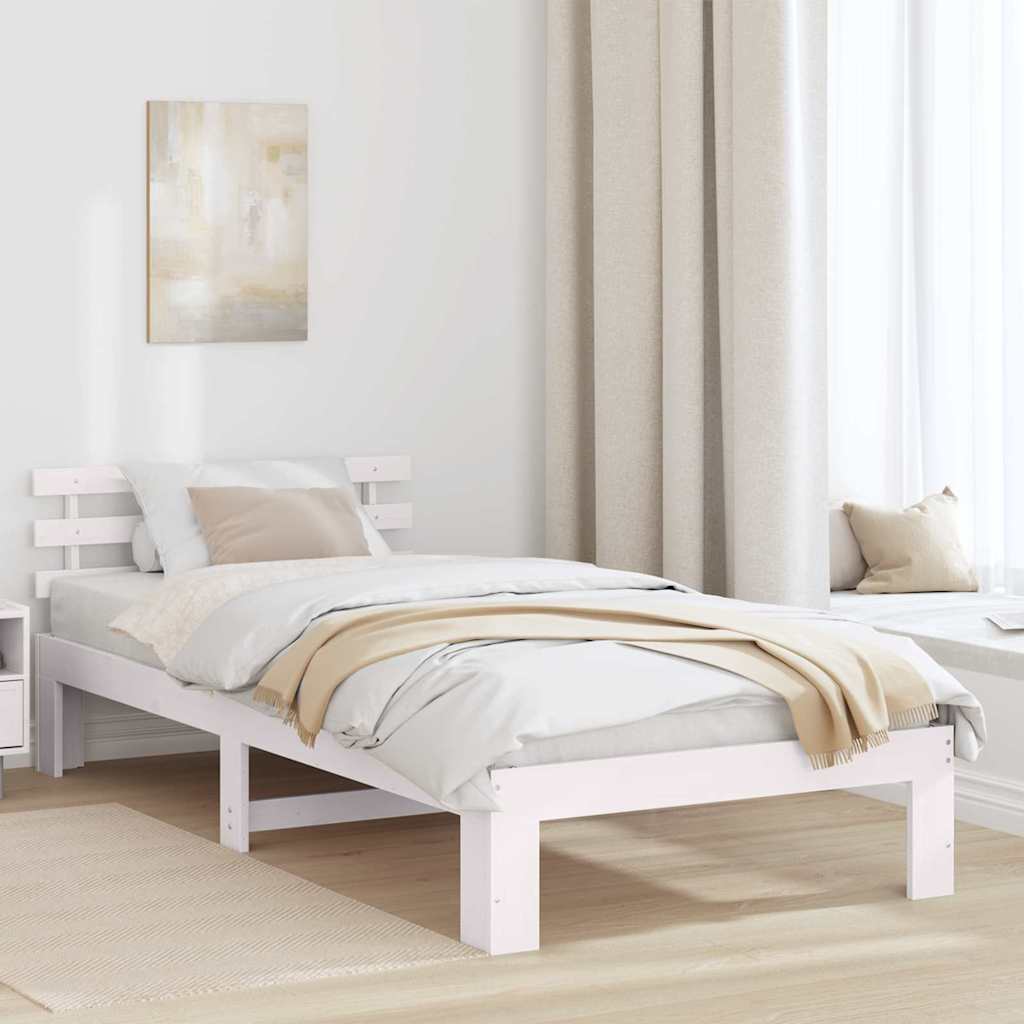 Struttura del letto Bianco 100 x 200 cm Pino massello