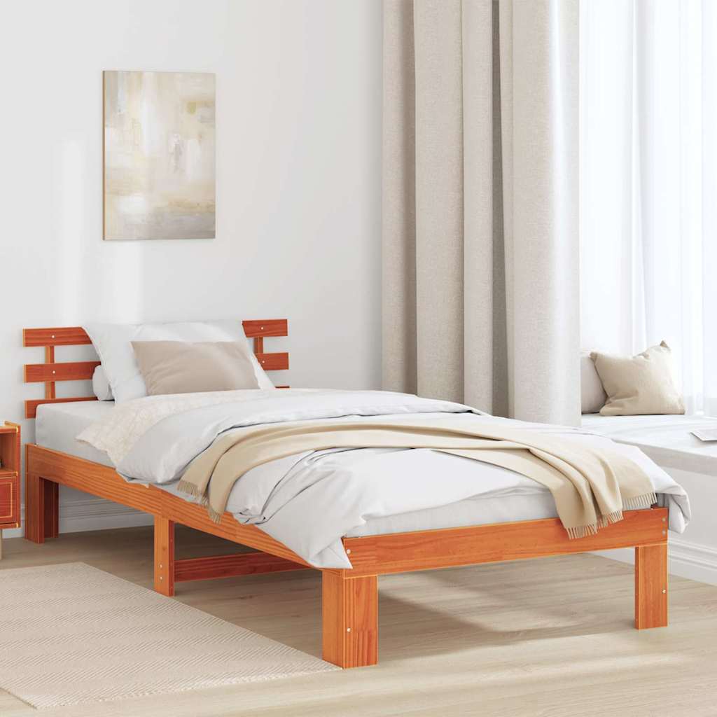 Struttura del letto Marrone cerato 75 x 190 cm Pino massello