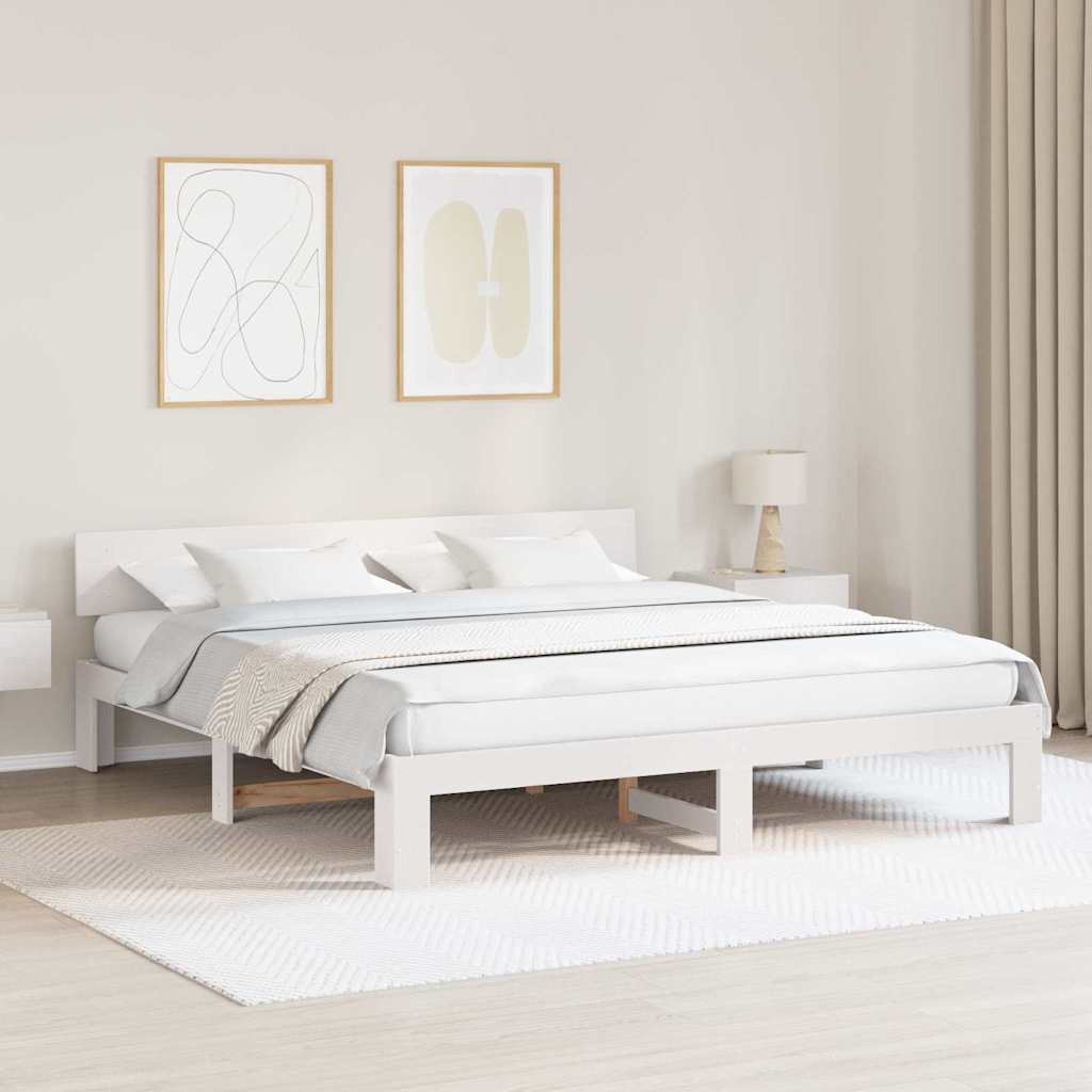 Struttura del letto Bianco 200 x 200 cm Pino massello