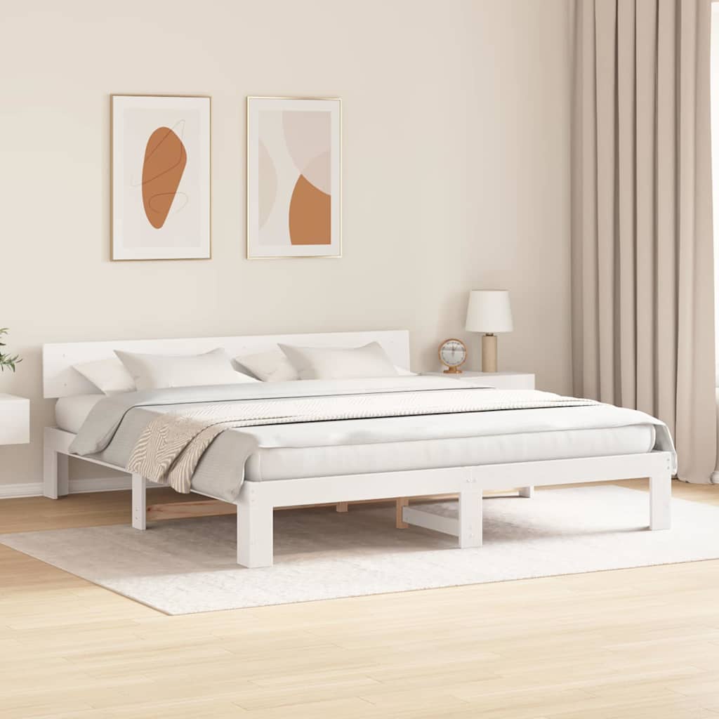 Struttura del letto Bianco 200 x 200 cm Pino massello
