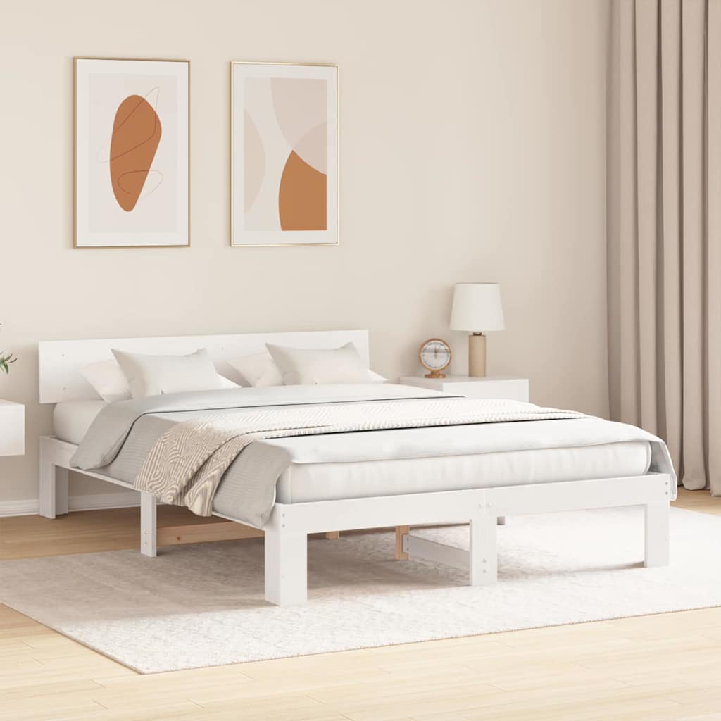 Struttura del letto Bianco 150 x 200 cm Pino massello