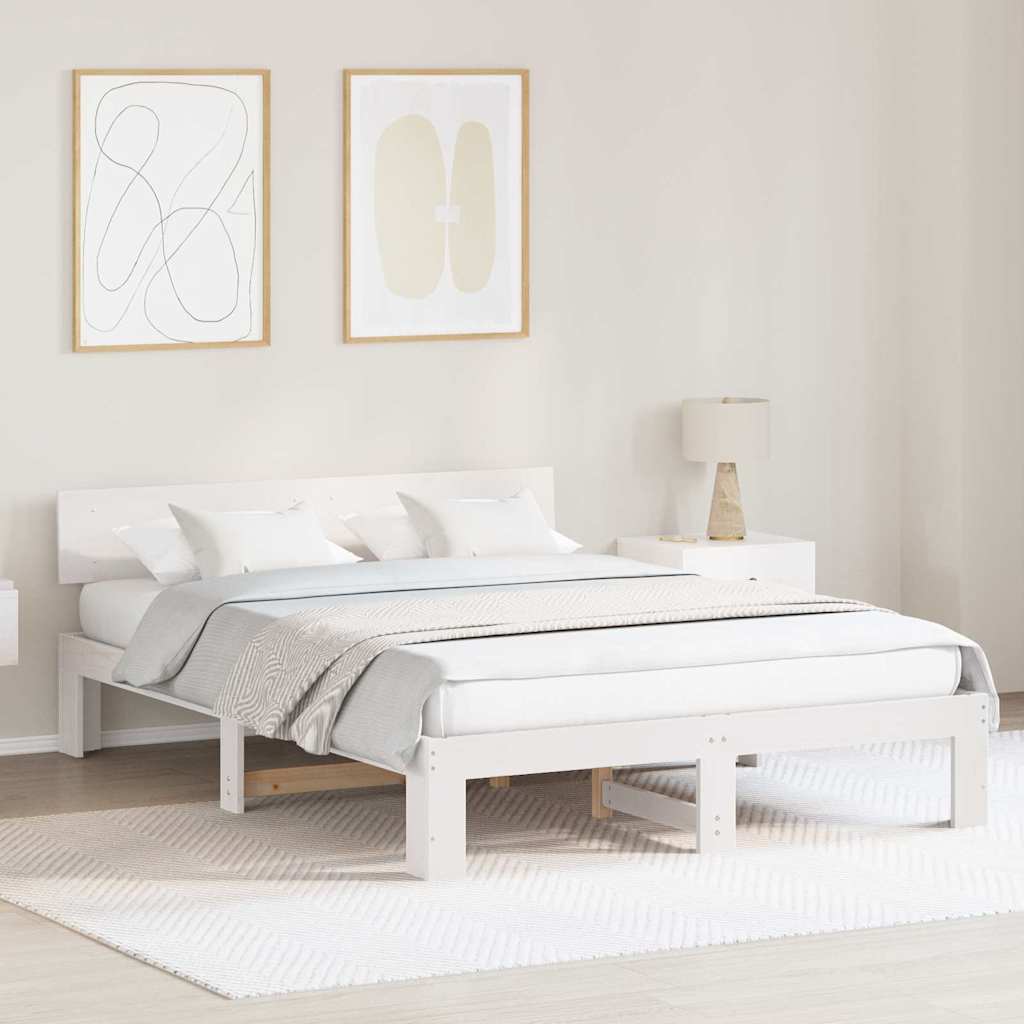 Struttura del letto Bianco 140 x 200 cm Pino massello