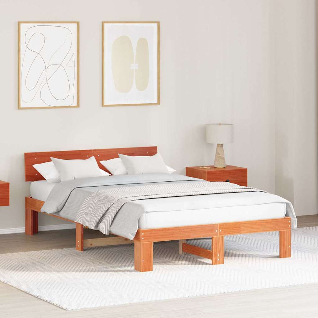 Struttura del letto Marrone cerato 140 x 190 cm Pino massello