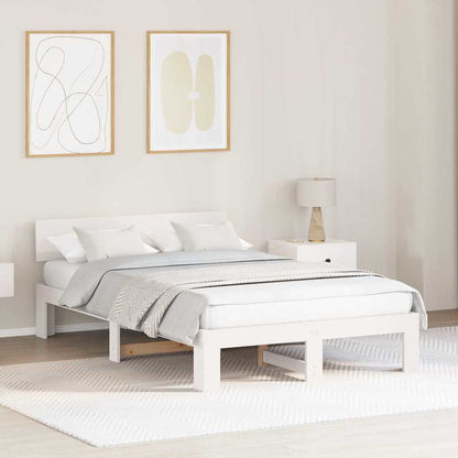 Struttura del letto Bianco 135 x 190 cm Pino massello