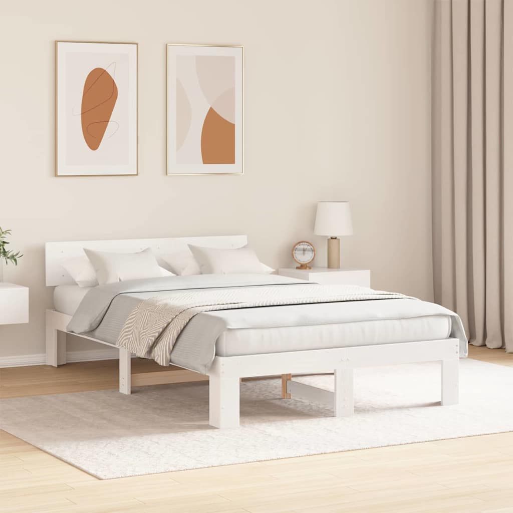 Struttura del letto Bianco 135 x 190 cm Pino massello