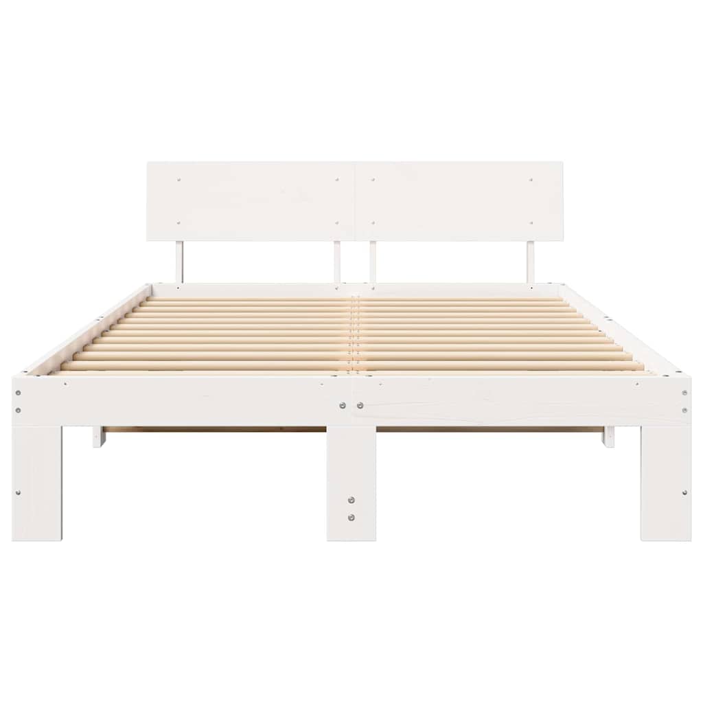 Struttura del letto Bianco 135 x 190 cm Pino massello