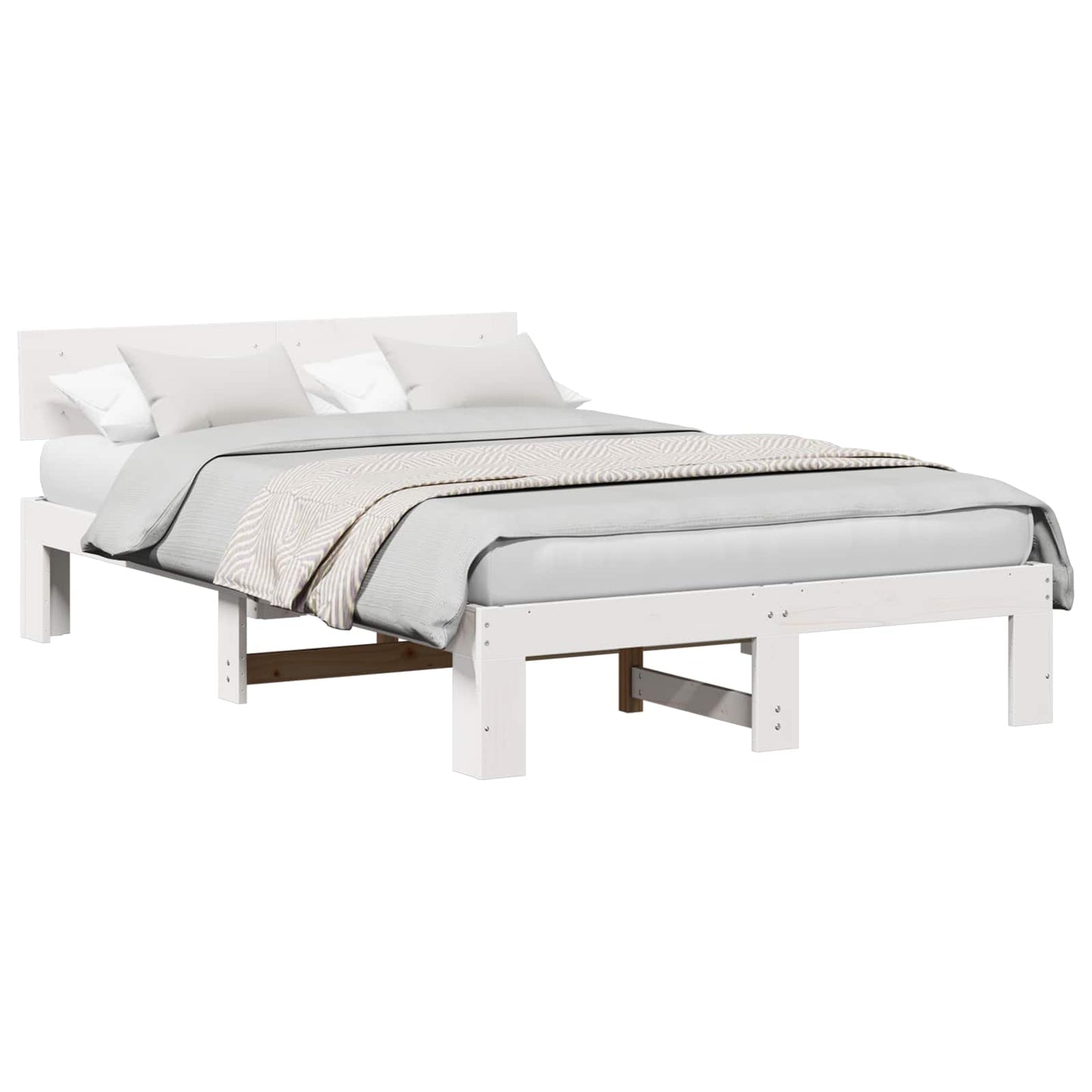 Struttura del letto Bianco 120 x 190 cm Pino massello