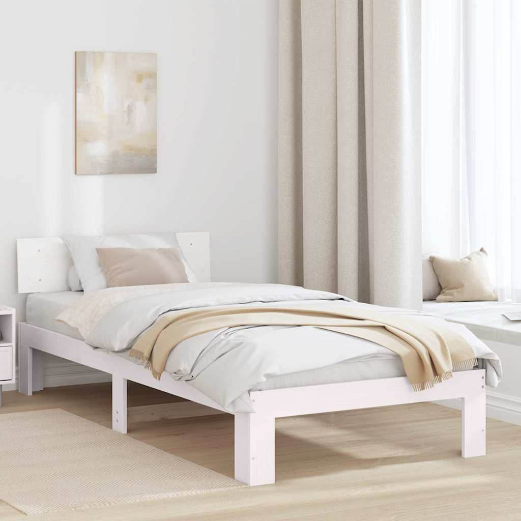 Struttura del letto Bianco 90 x 190 cm Pino massello
