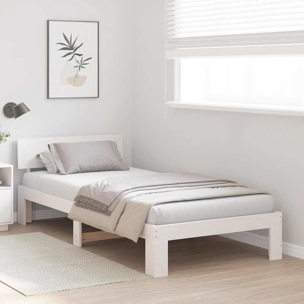 Struttura del letto Bianco 90 x 190 cm Pino massello