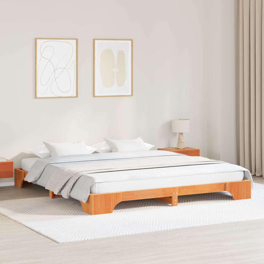 Struttura del letto Marrone cerato 200 x 200 cm Pino massello