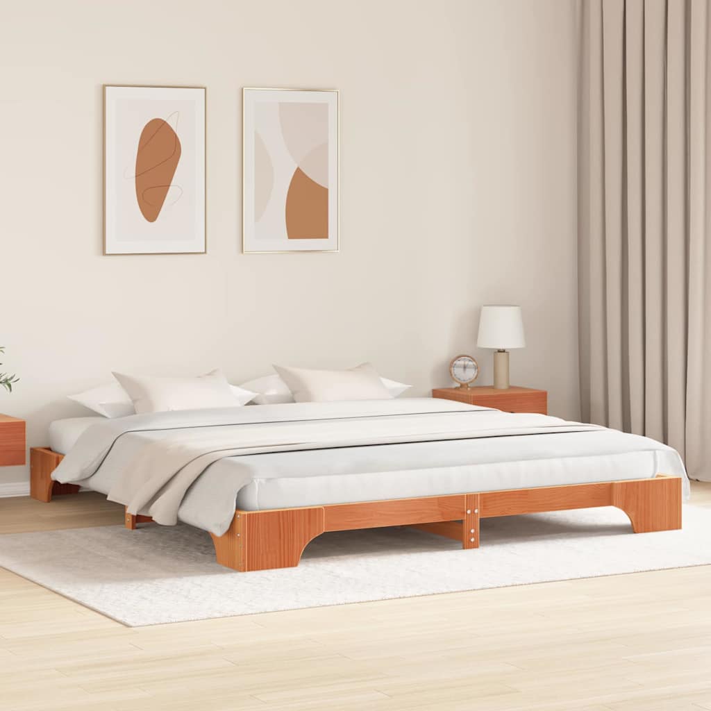 Struttura del letto Marrone cerato 200 x 200 cm Pino massello