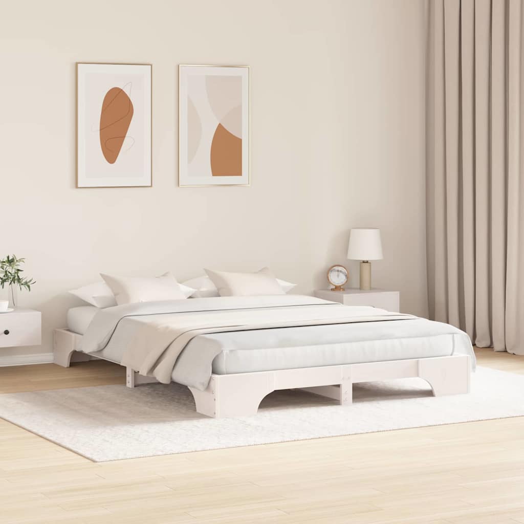 Struttura del letto Bianco 160 x 200 cm Pino massello
