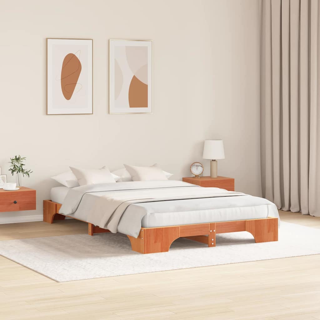 Struttura del letto Marrone cerato 140 x 190 cm Pino massello