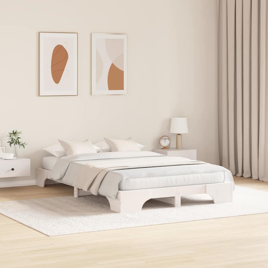 Struttura del letto Bianco 135 x 190 cm Pino massello