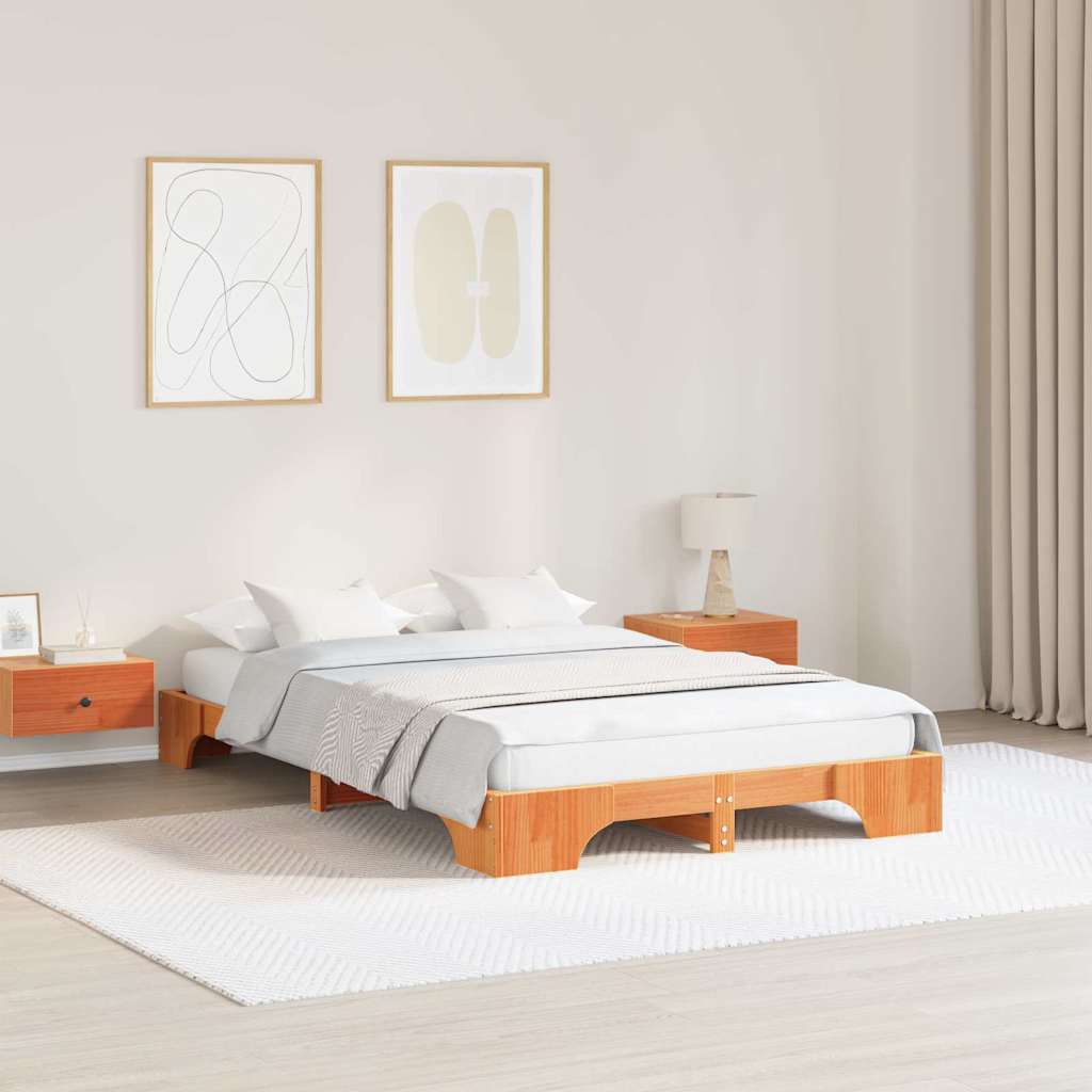 Struttura del letto Marrone cerato 135 x 190 cm Pino massello