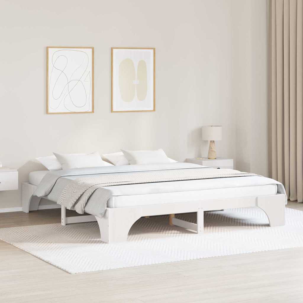 Struttura del letto Bianco 200 x 200 cm Pino massello