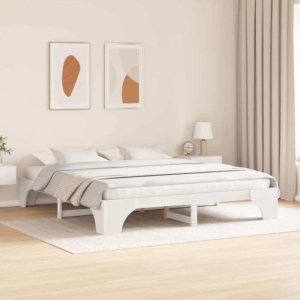 Struttura del letto Bianco 200 x 200 cm Pino massello