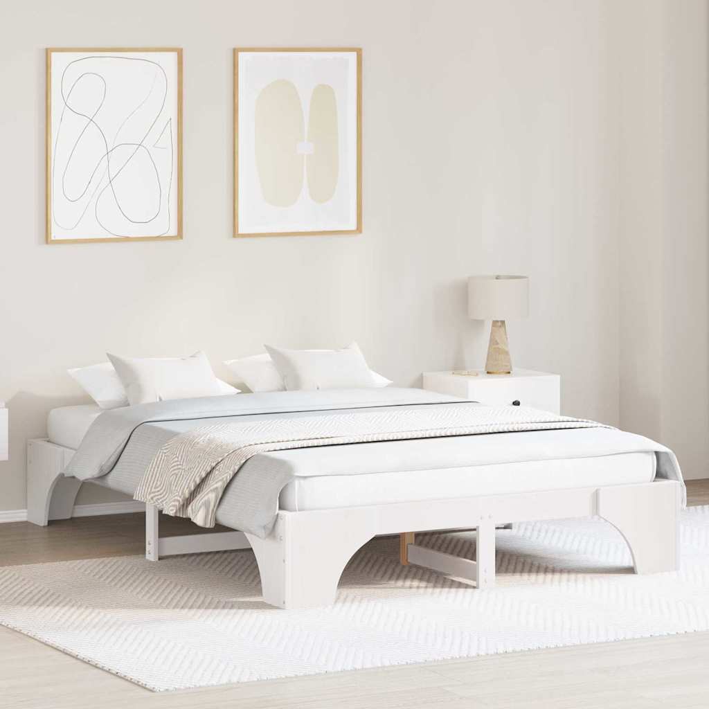 Struttura del letto Bianco 160 x 200 cm Pino massello
