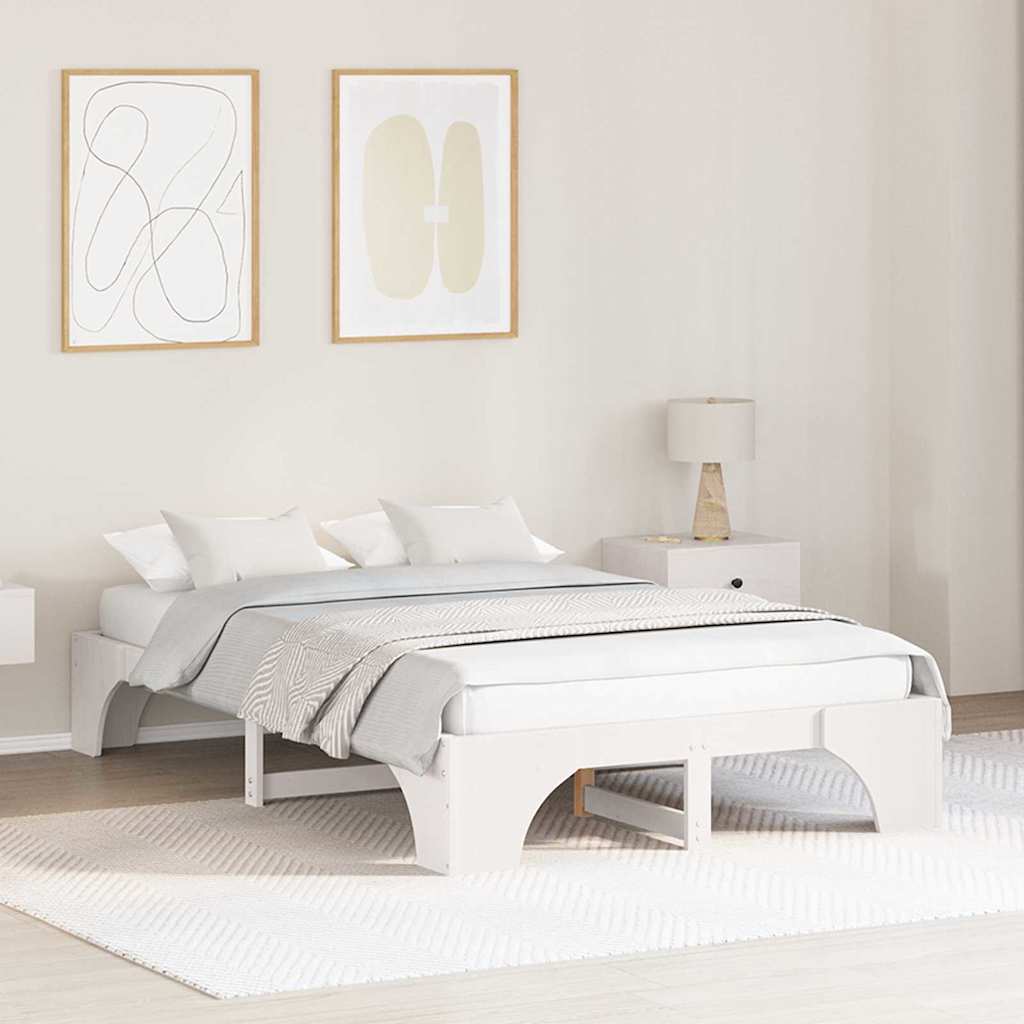 Struttura del letto Bianco 140 x 190 cm Pino massello
