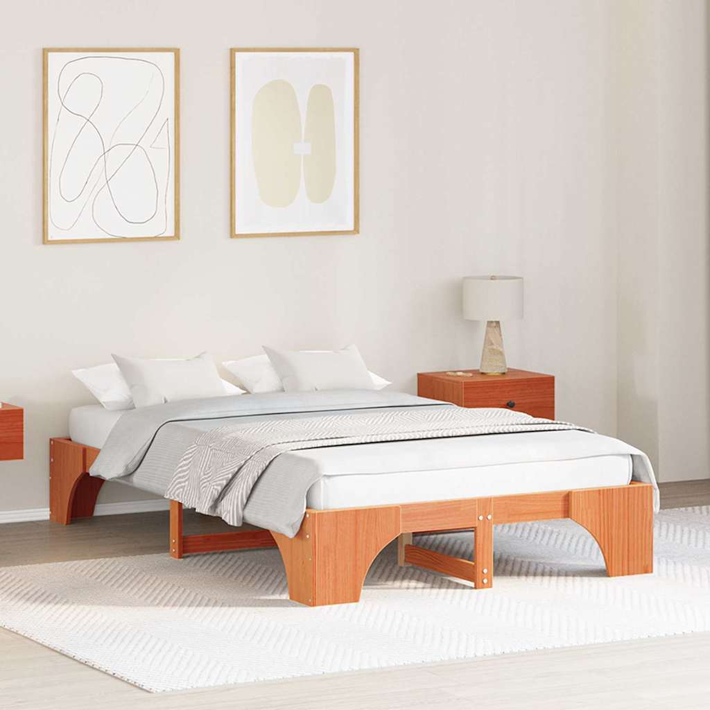 Struttura del letto Marrone cerato 140 x 190 cm Pino massello
