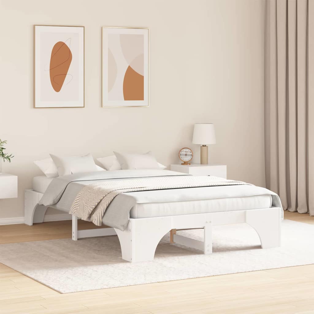 Struttura del letto Bianco 135 x 190 cm Pino massello