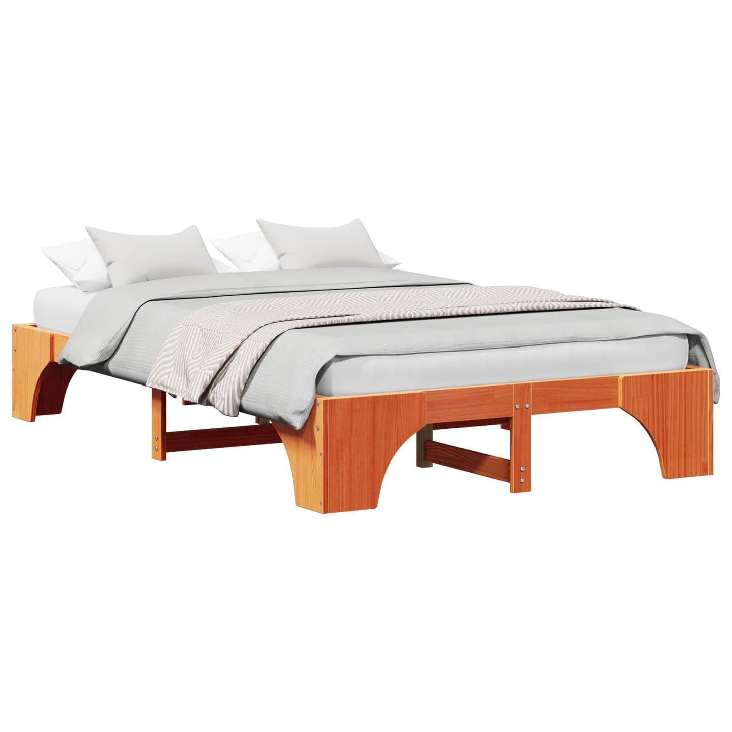 Struttura del letto Marrone cerato 135 x 190 cm Pino massello