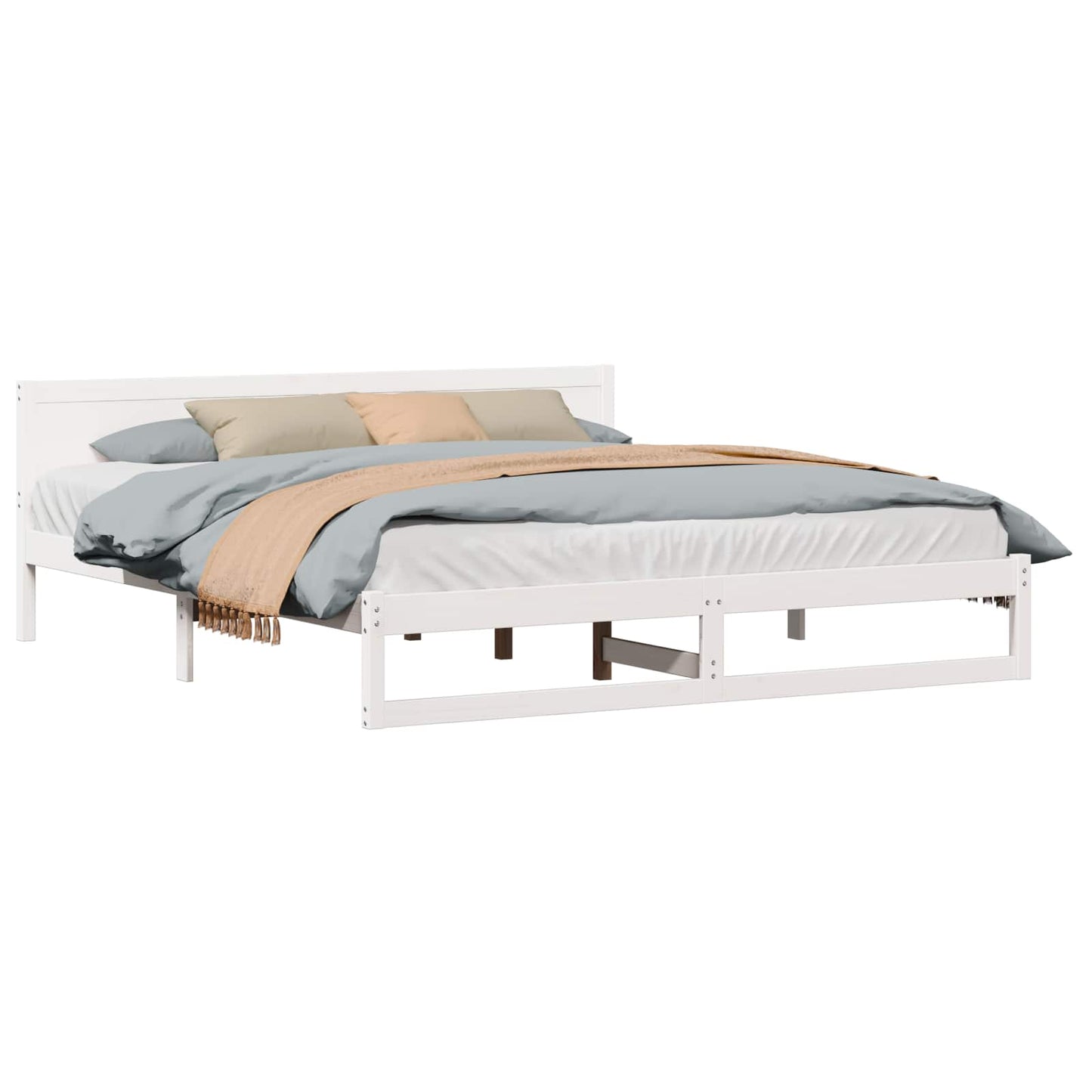 Struttura del letto Bianco 200 x 200 cm Pino massello
