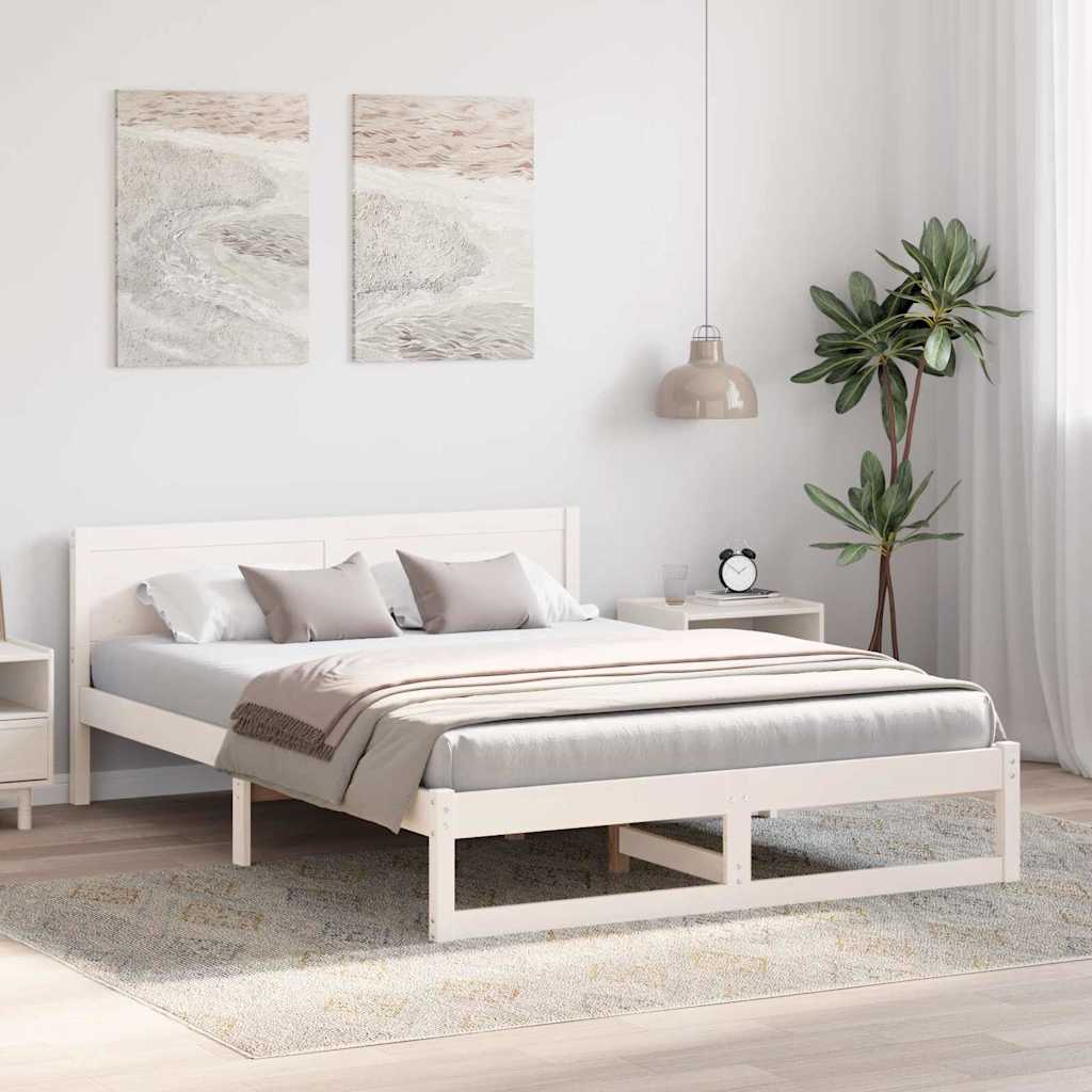 Struttura del letto Bianco 150 x 200 cm Pino massello