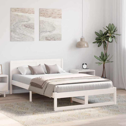 Struttura del letto Bianco 135 x 190 cm Pino massello