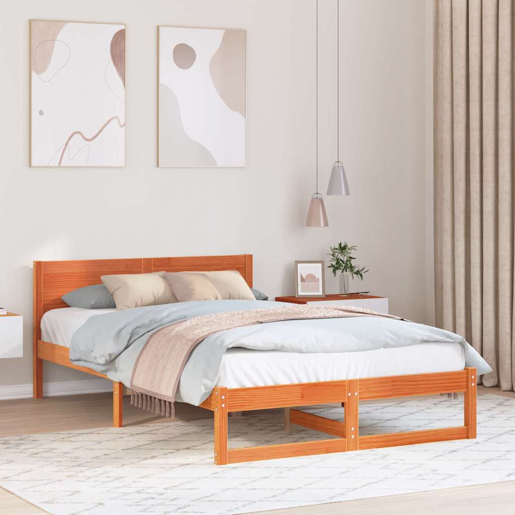 Struttura del letto Marrone cerato 135 x 190 cm Pino massello