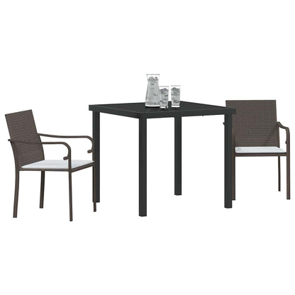 Set da Pranzo per Giardino 3 pcs Marrone e Nero Rattan in PE