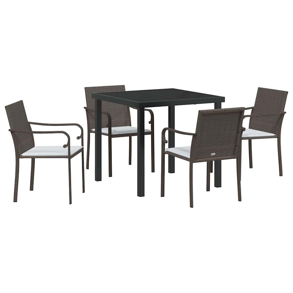 Set da Pranzo per Giardino 5 pcs Marrone e Nero Rattan in PE