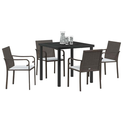 Set da Pranzo per Giardino 5 pcs Marrone e Nero Rattan in PE