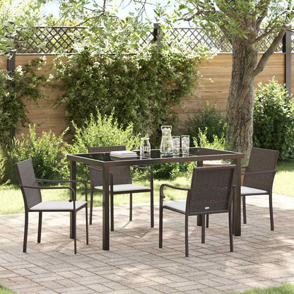 Set da Pranzo per Giardino 5 pcs Marrone e Nero Rattan in PE