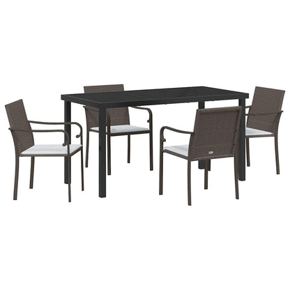 Set da Pranzo per Giardino 5 pcs Marrone e Nero Rattan in PE