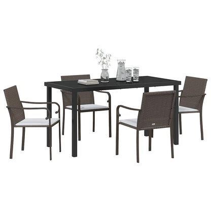 Set da Pranzo per Giardino 5 pcs Marrone e Nero Rattan in PE