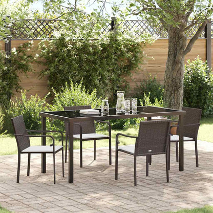 Set da Pranzo per Giardino 5 pcs Marrone e Nero Rattan in PE
