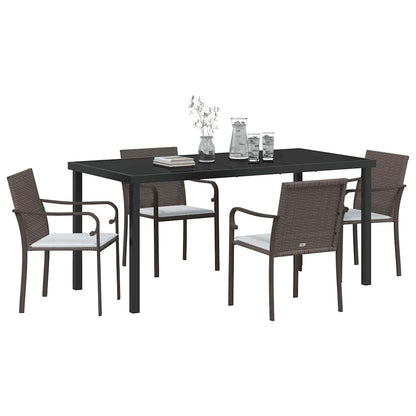 Set da Pranzo per Giardino 5 pcs Marrone e Nero Rattan in PE
