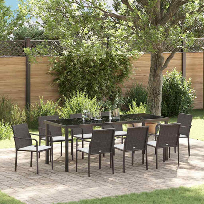 Set da Pranzo per Giardino 9 pcs Marrone e Nero Rattan in PE