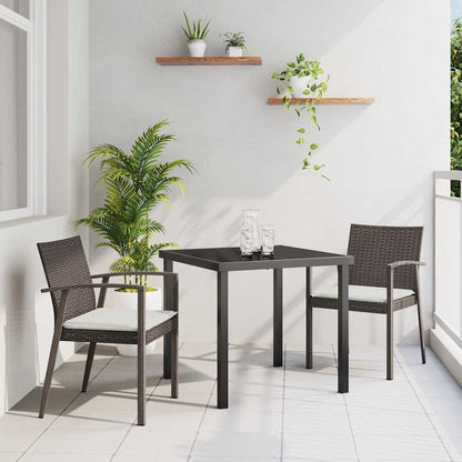 Set da Pranzo per Giardino 3 pcs Marrone e Nero Rattan in PE