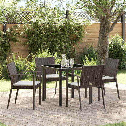 Set da Pranzo per Giardino 5 pcs Marrone e Nero Rattan in PE